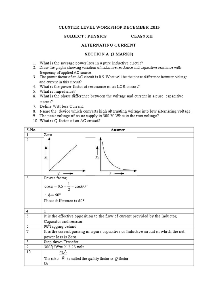 Class 12 Physics: AC Circuit Concepts | PDF | Inductor | Inductance