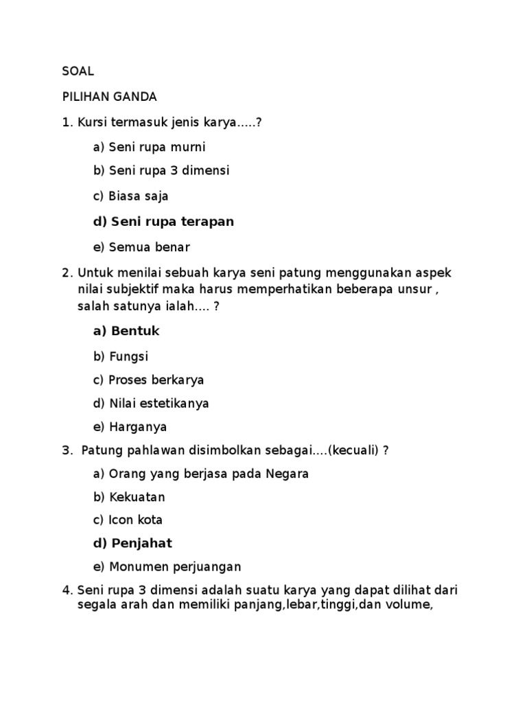 Soal Materi Seni Budaya