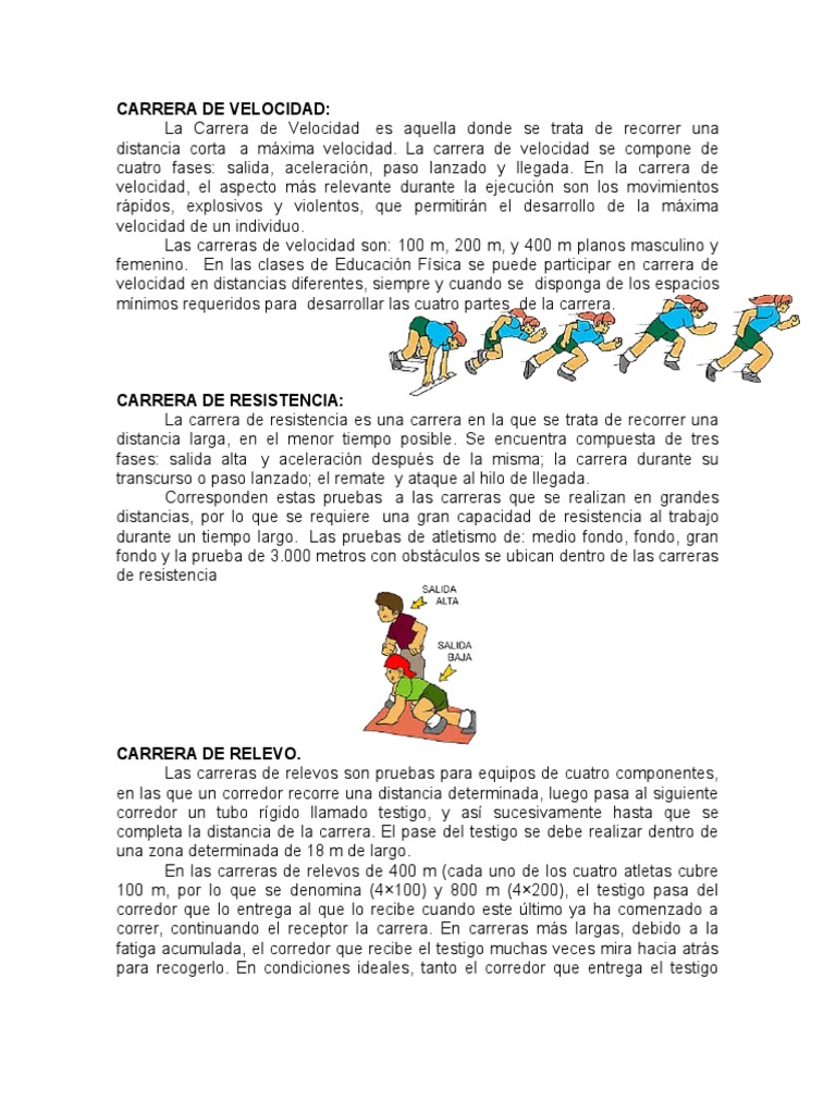 Educación Física. Carrera de Velocidad PDF Ejercicio aerobico Gimnasia
