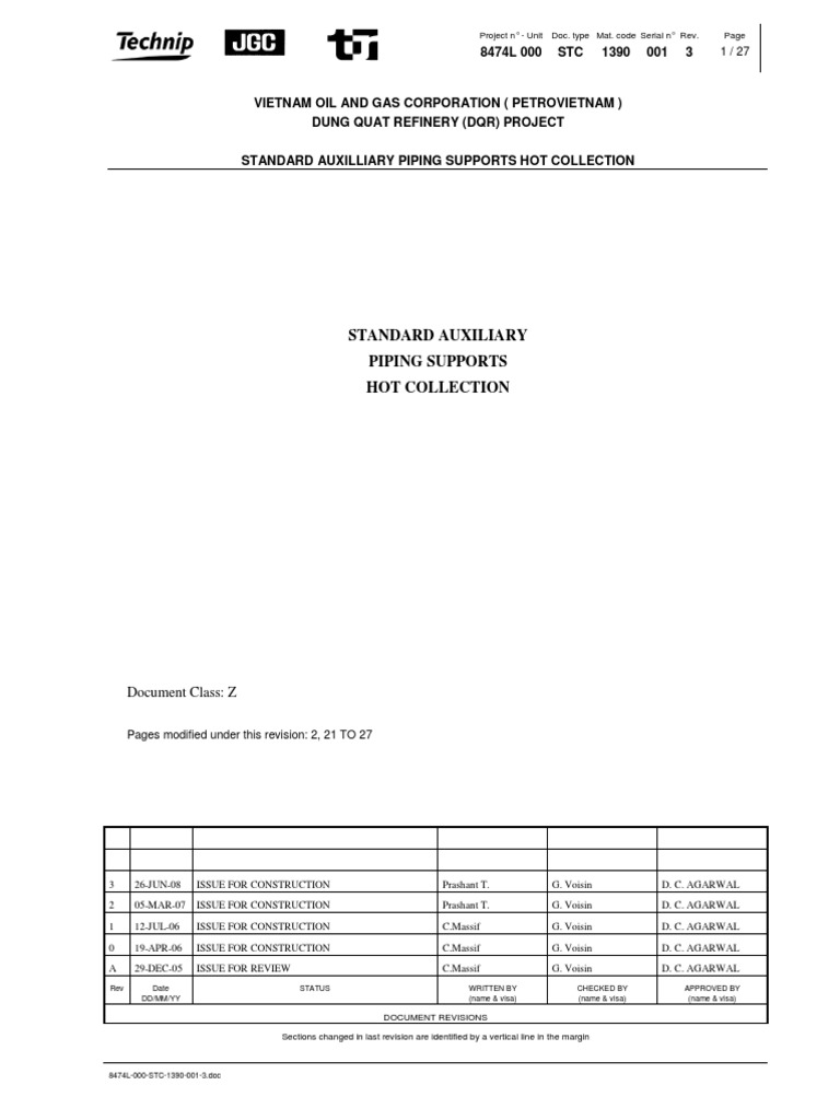 Standard Auxiliary Piping Supports Guide | PDF | Pipe (Fluid Conveyance ...