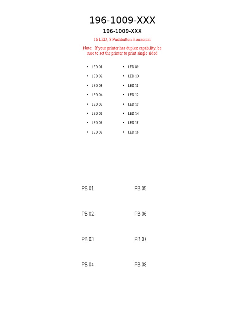 16 LED, 8 Pushbutton Horizontal Sure To Set The Printer To Print Single ...