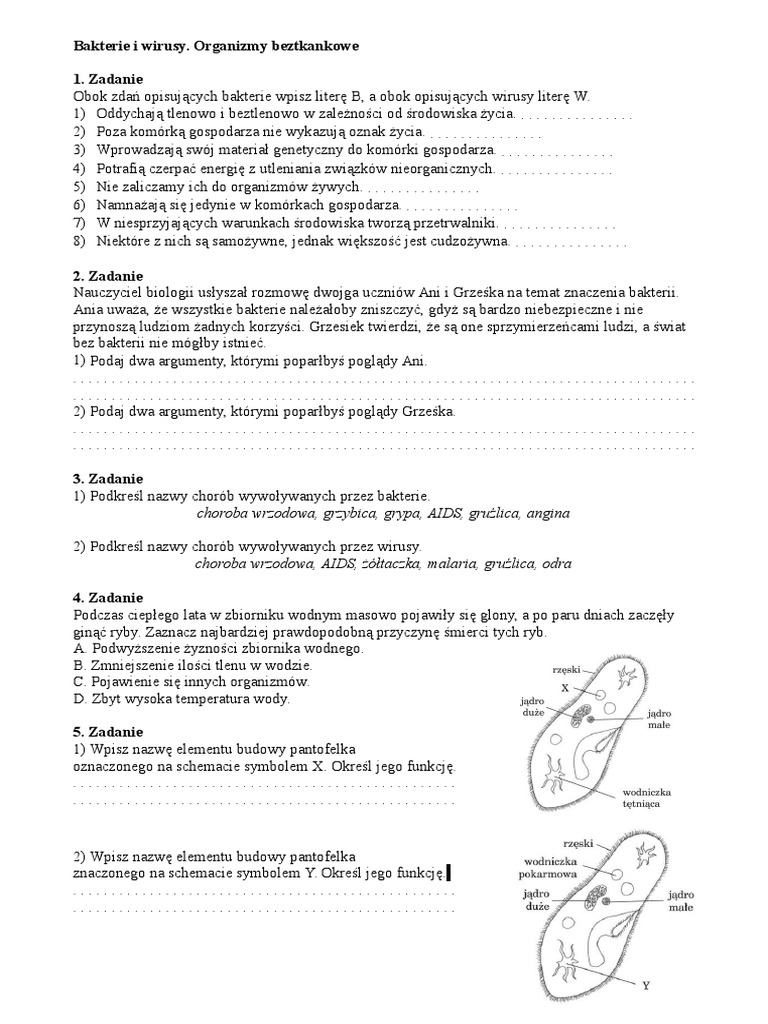 Test Różnorodność Wirusów Bakterii Protistów I Grzybów