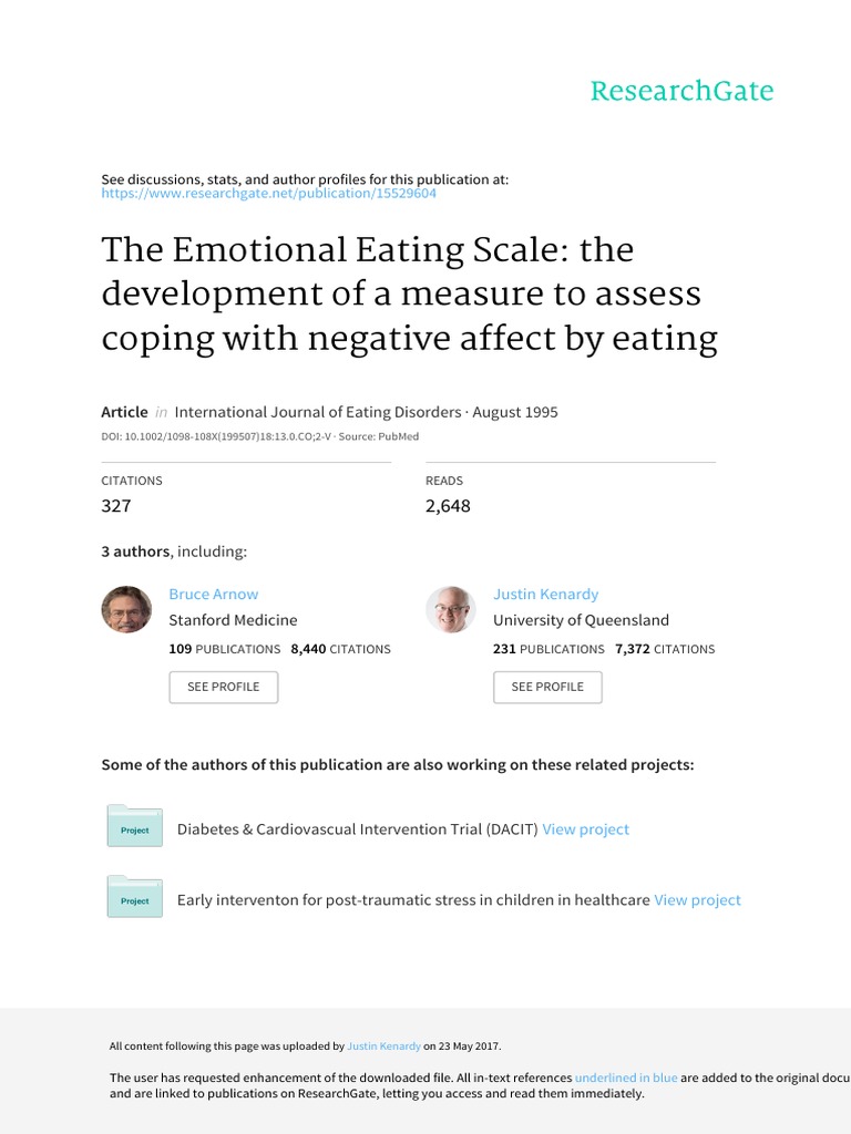 The Emotional Eating Scale | PDF | Binge Eating Disorder | Bulimia Nervosa