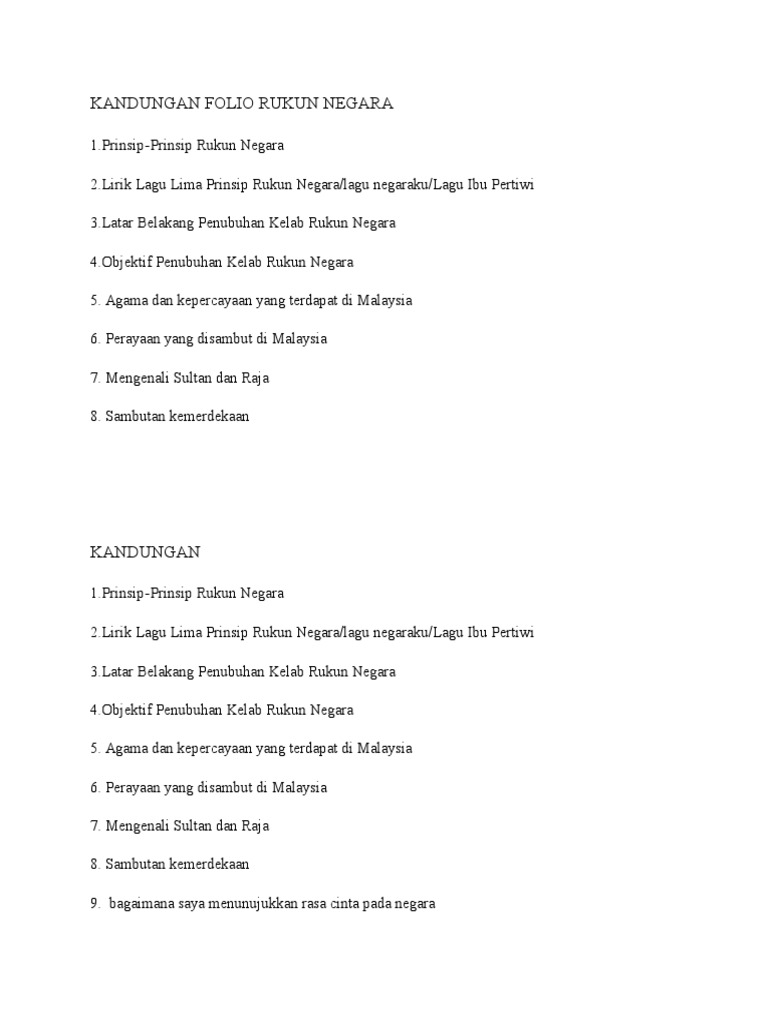 Kandungan Folio Rukun Negara Pdf