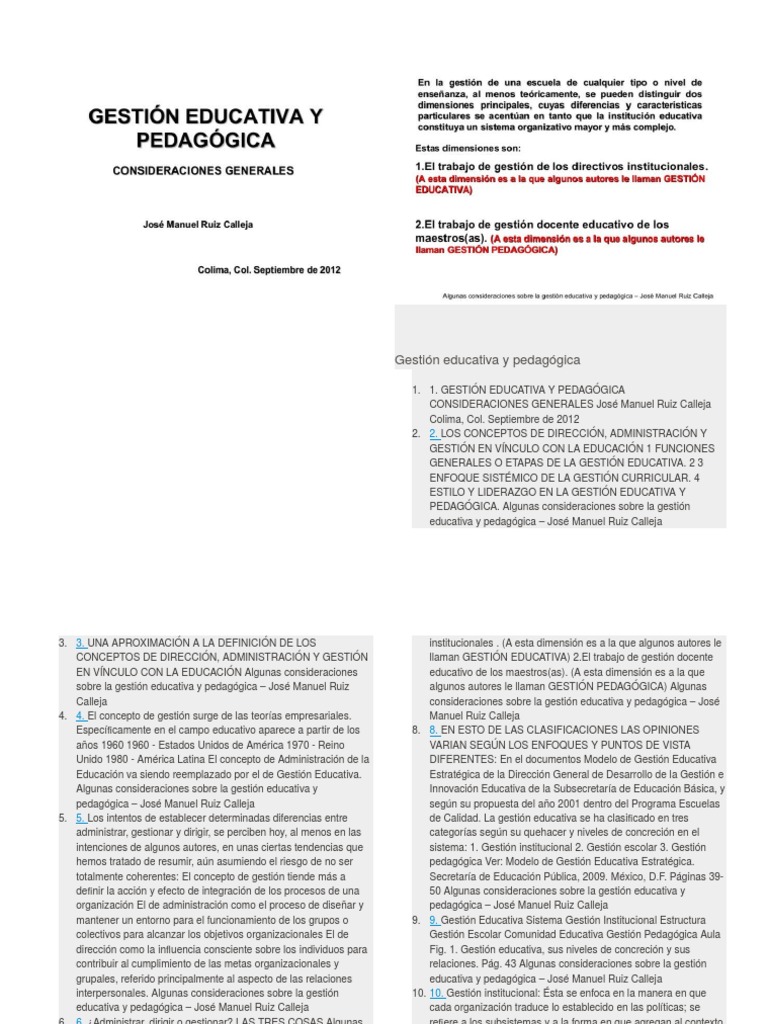 Gestión Educativa y Pedagógica Efectiva | PDF | Plan de estudios ...
