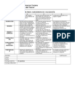 Rúbrica de Evaluacion para Cuadernos de Caligrafía