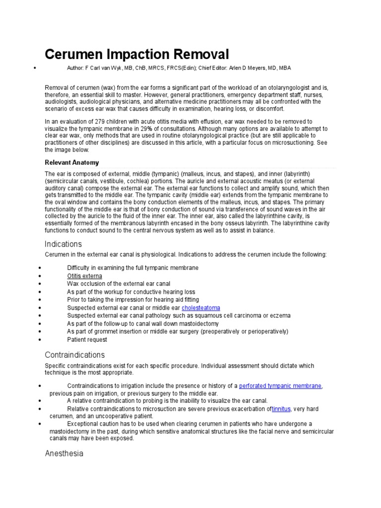 Cerumen Impaction Removal PDF Ear Neurology