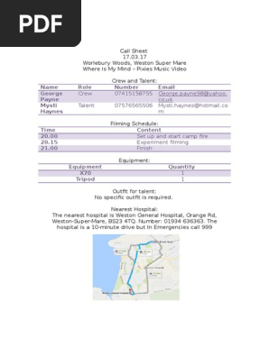 call sheet