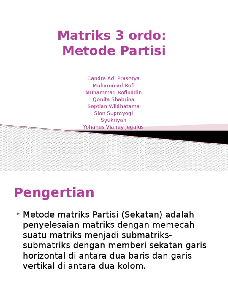 Matriks 3 Ordo Metode Partisi | PDF