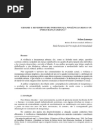 Cidades e Sentimento de Insegurança Violência Urbana Ou Insegurança Urbana