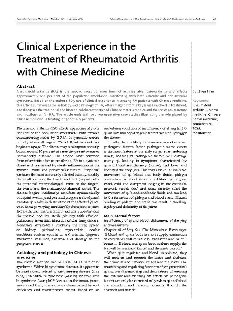 Clinical Experience in the Treatment of Rheumatoid Arthritis With