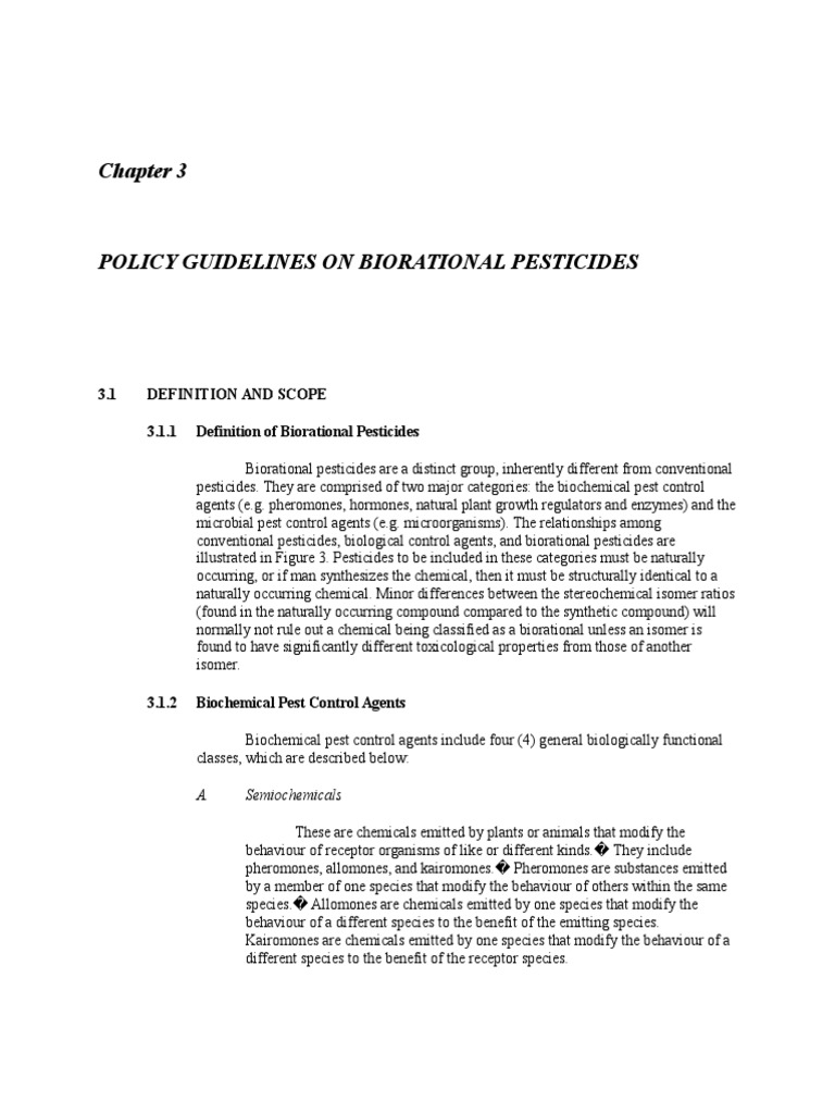 Regulation of Biorational Pesticides Defining Biorational Pesticides