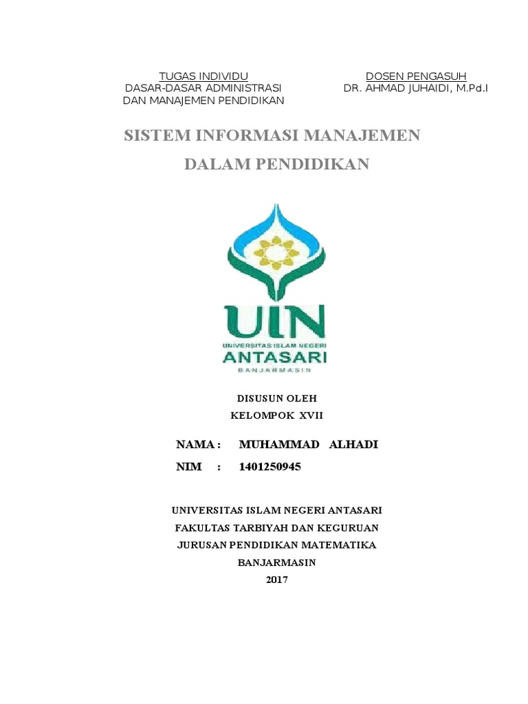 Makalah Administrasi Alhadi Sistem Informasi Manajemen Pendidikan