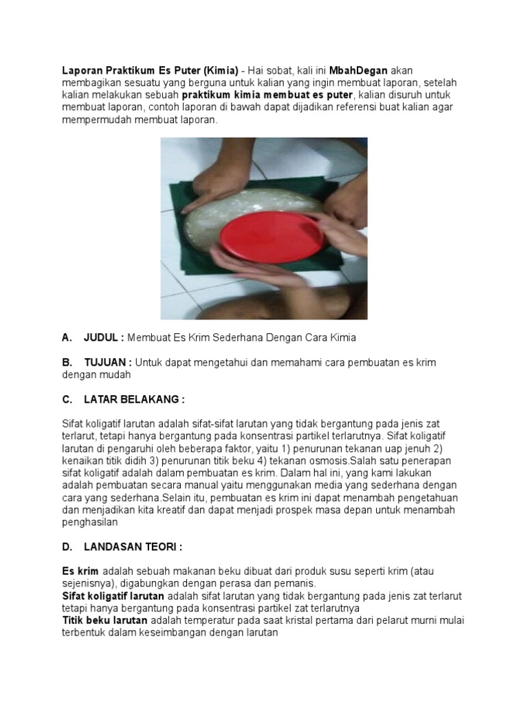 Laporan Praktikum Es Puter | PDF