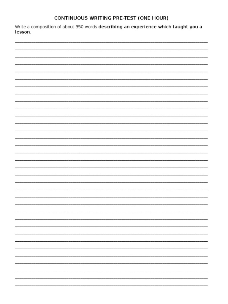 Continuous Writing Pre-Test (One Hour) : Lesson | PDF