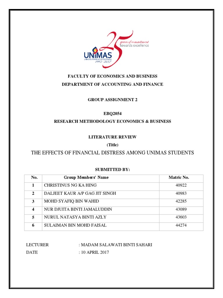 (FINAL) Assignment 2 (Literature Review) - Financial Distress Among ...
