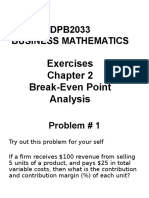 Business Mathematics Exercises Break Even Analysis