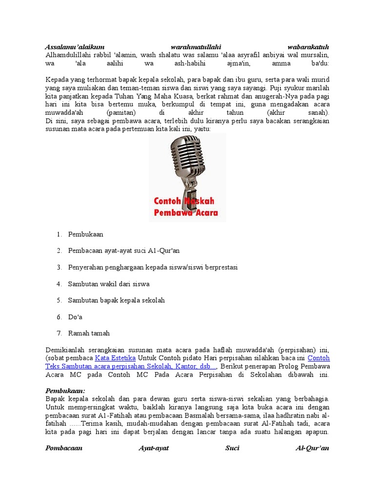 Teks MC Perpisahan Sekolah | PDF