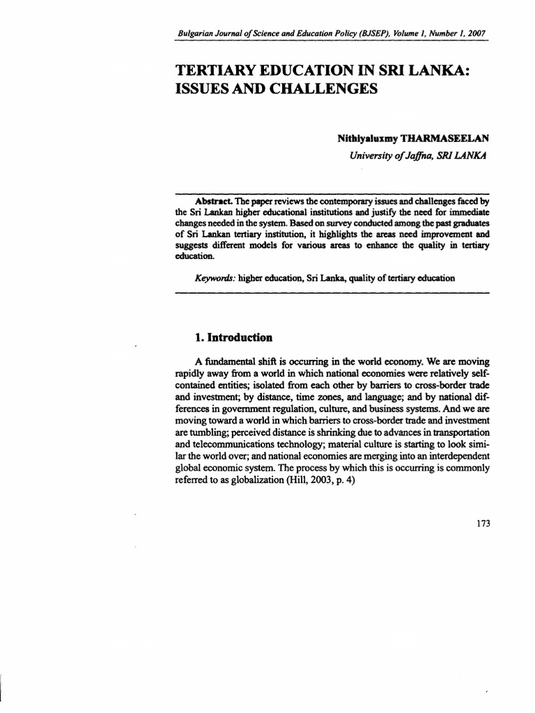 Education in Sri Lanka Issues | PDF