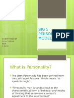 Big 5 Personality Model: Submitted by Puja Singh BBA Ii Sem