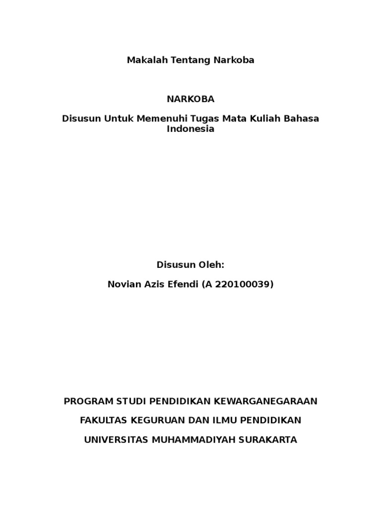 Contoh Makalah Narkoba
