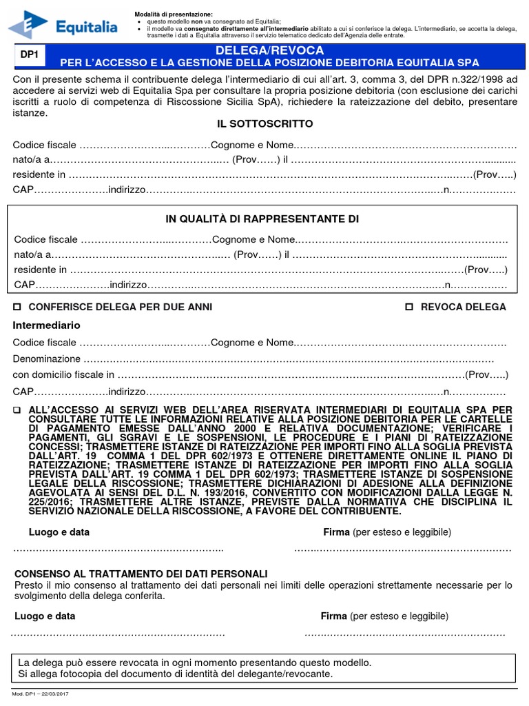 Modello Delega Tradizionale Intermediari | PDF