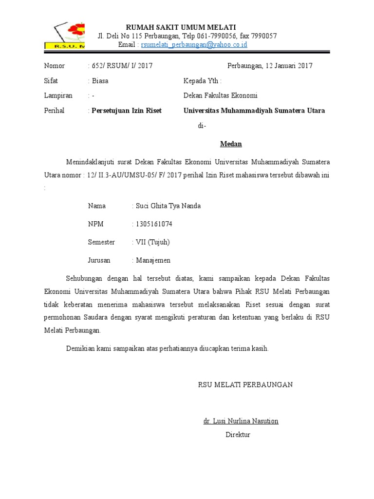 Surat Balasan Izin Riset