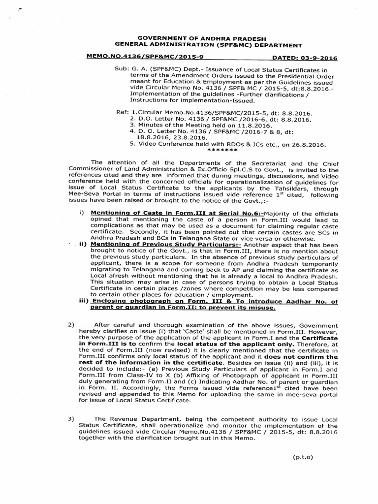 Local Status Proformas | PDF
