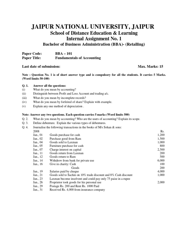 Bba 1st year assignment 2020 image