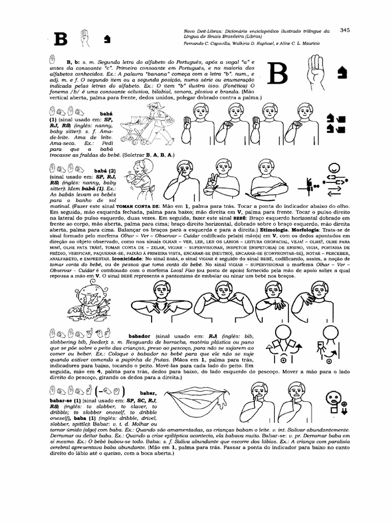 Dicionário Trilíngue Capovilla - LBS, Libras - D, PDF, Linguagem de  sinais