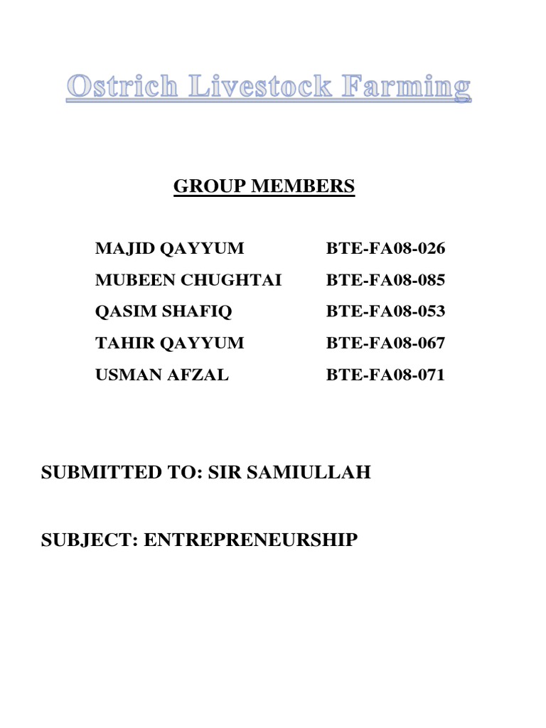 Feasibility Study of Ostrich Farming in Pakistan | PDF | Meat | Birds