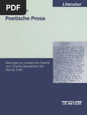 cornelia ortlieb auth poetische prosa beitrage zur modernen poetik von charles baudelaire bis georg trakl j b metzler 2001 pdf