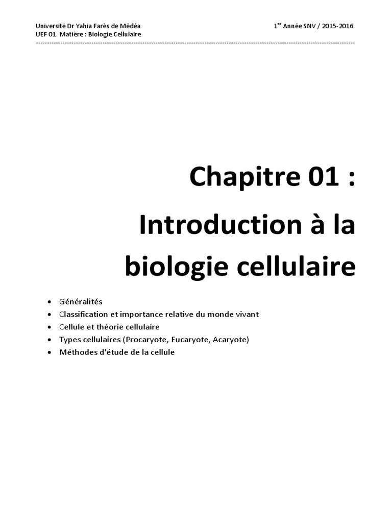 Introduction à la biologie cellulaire | PDF | Prokaryota | Cellule ...