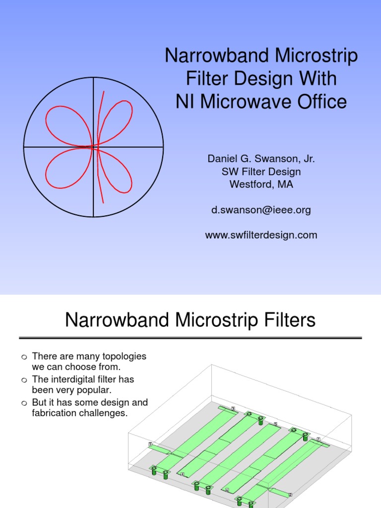 Narrowband Microstrip Filter Design Electronic Filter Low Pass Filter