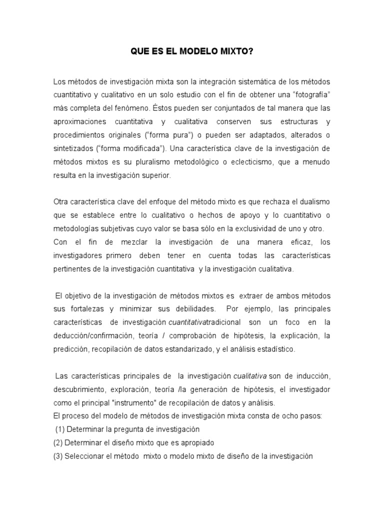 Introducción al Modelo Mixto en Investigación | PDF | Método científico ...