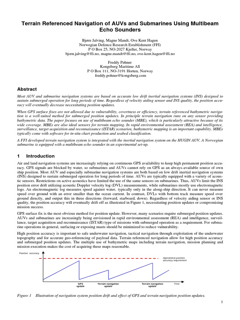Terrain Referenced Navigation for AUVs | PDF | Inertial Navigation ...
