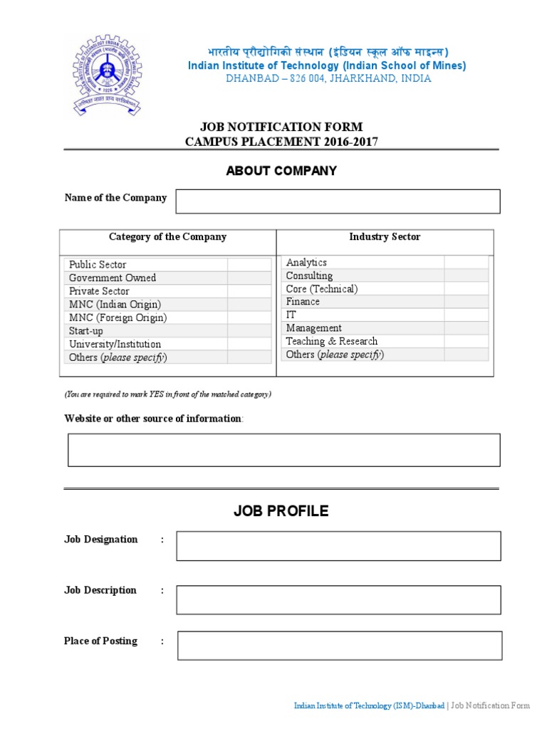 Job Notification Form.doc Engineering Academia