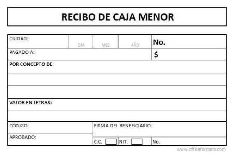 Formato Recibo de Caja PDF