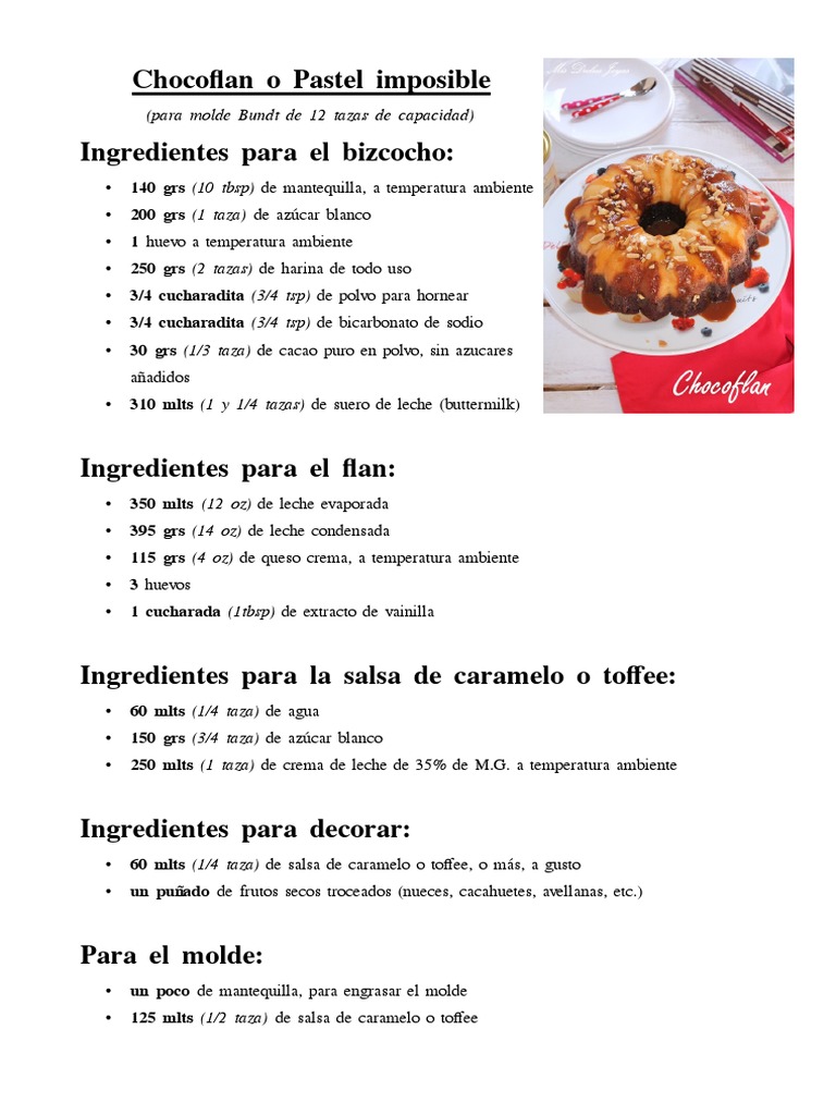 Chocoflan o Pastel Imposible | PDF | Salsa | Crema