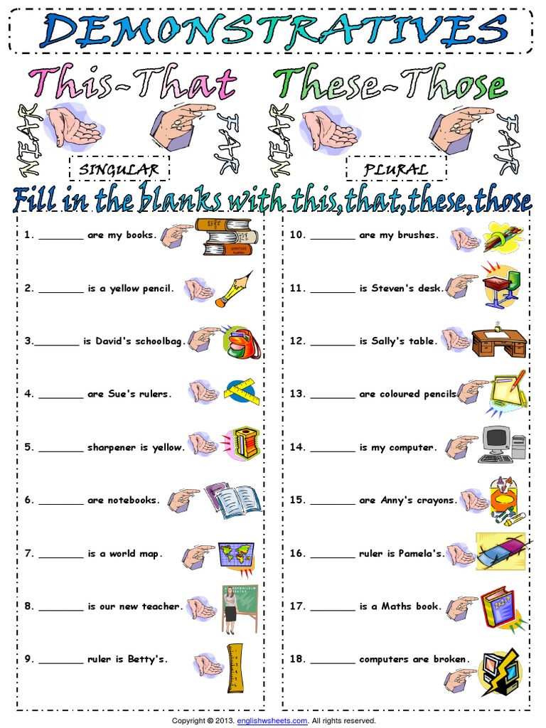 This That These Those Exercises Pdf