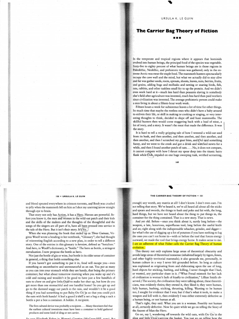 Ursula K Le Guin The Carrier Bag Theory of Fiction PDF Narrative