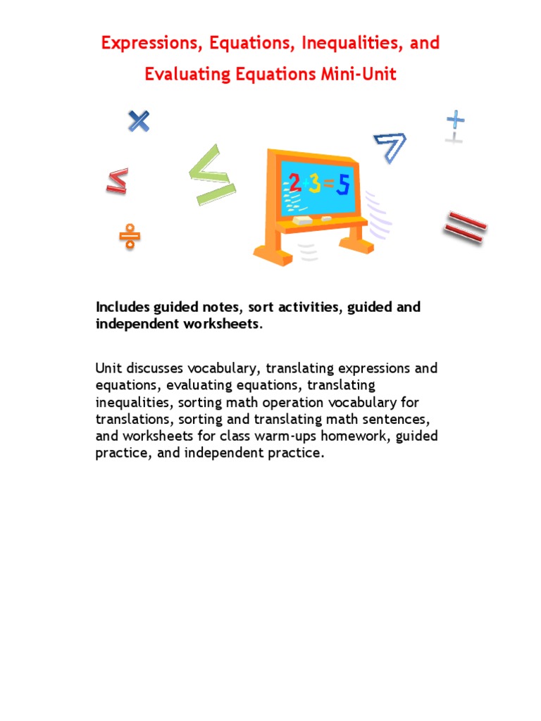 Equations Expressions Homework | Inequality (Mathematics) | Equations