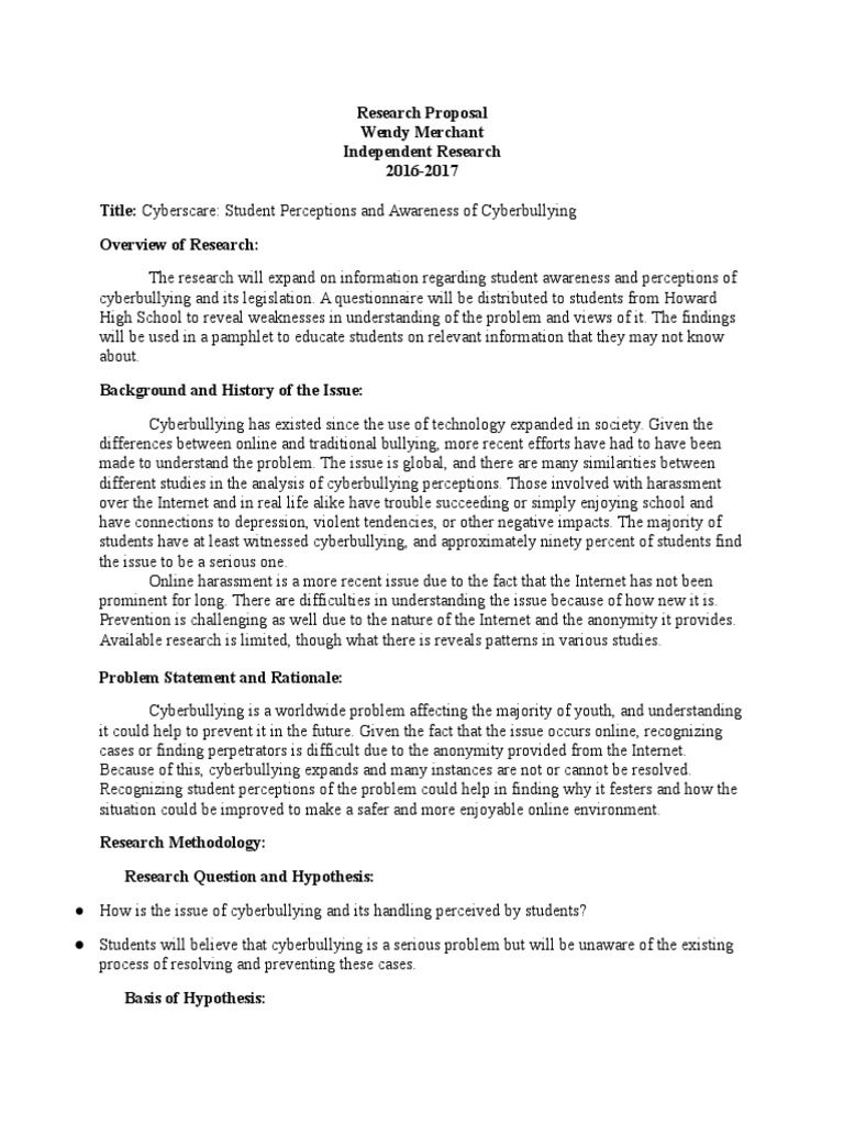 research proposal about cyberbullying