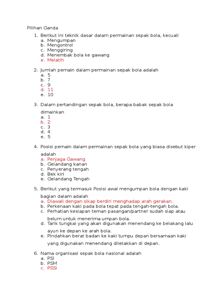Soal Penjas
