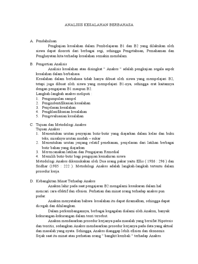 Analisis Kesalahan Berbahasa Pdf