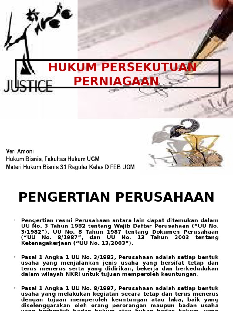 Hukum Bentuk Perusahaan Non Badan Hukum (Partnership
