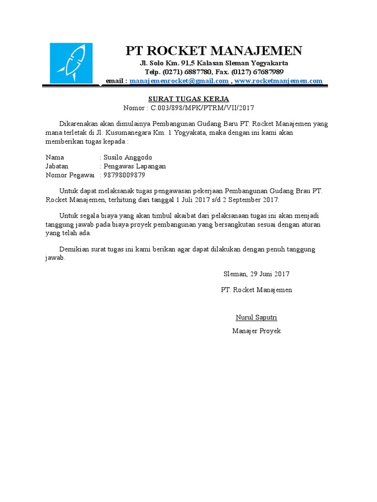 Contoh Surat Tugas Kerjadocx