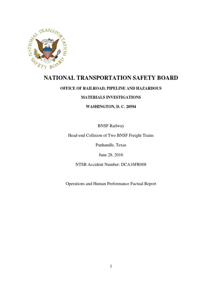 BNSF Freight Train Collision Report | PDF | Conductor (Rail) | National ...