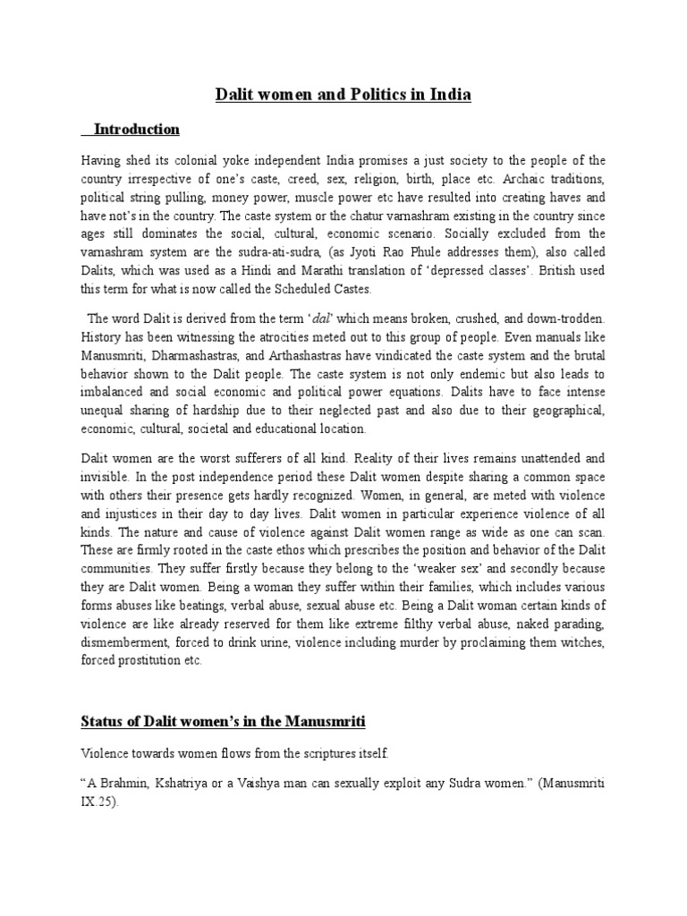 Dalit Women in Indian Politics and Society | PDF | Dalit | Gender Equality