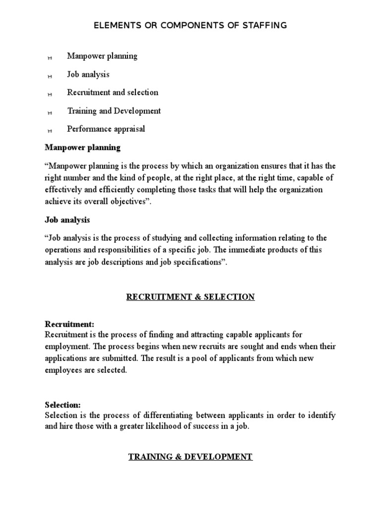 Components of Staffing Explained | PDF